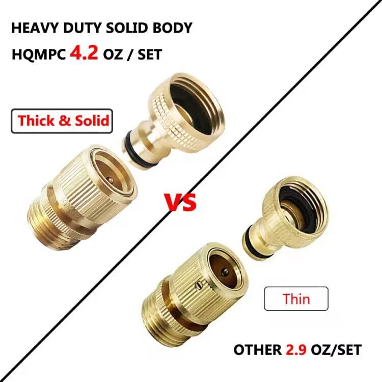 HQMPC Garden Hose Quick Connector Water Hose Quick Connect Â¾ inch GHT Brass Easy Connect Fitting Quick Connect Hose Fittings Garden Hose Fitting Water Hose Connectors (3SETS) - Image 3
